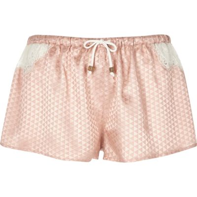 Pink jacquard pyjama shorts